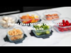 Ensemble de récipients alimentaires en verre côtelé