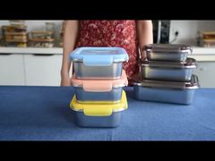 Contenant de stockage alimentaire en acier inoxydable avec couvercle en pp