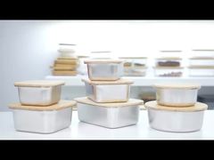 Contenedor de alimentos de acero inoxidable con tapa de bambú