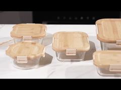 récipient en verre avec couvercle verrouillable en bambou