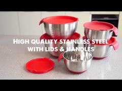 Ensemble de bols à mélanger en acier inoxydable avec couvercles