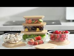 Contenants de stockage en verre IKOO avec couvercle en bambou