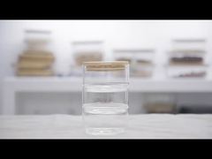 Bocal en verre empilable IKOO avec couvercle en bambou