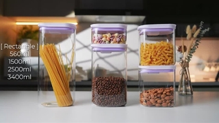 Pots de stockage de nourriture en verre sans effort avec couvercle supérieur à bascule