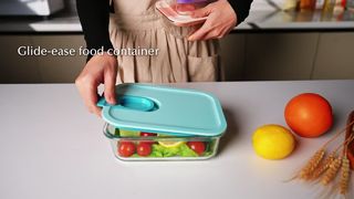Glide-ease glass container for food storage