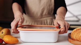 Opal white glass food container