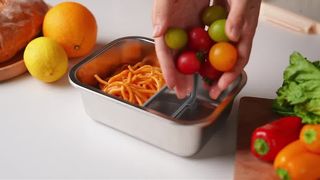 stainless steel food container with divider